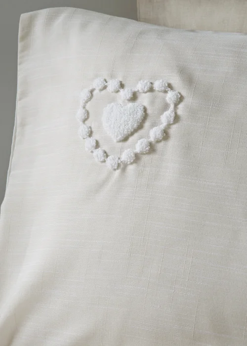 Grey Tufted Heart Duvet Set - Double Image 2