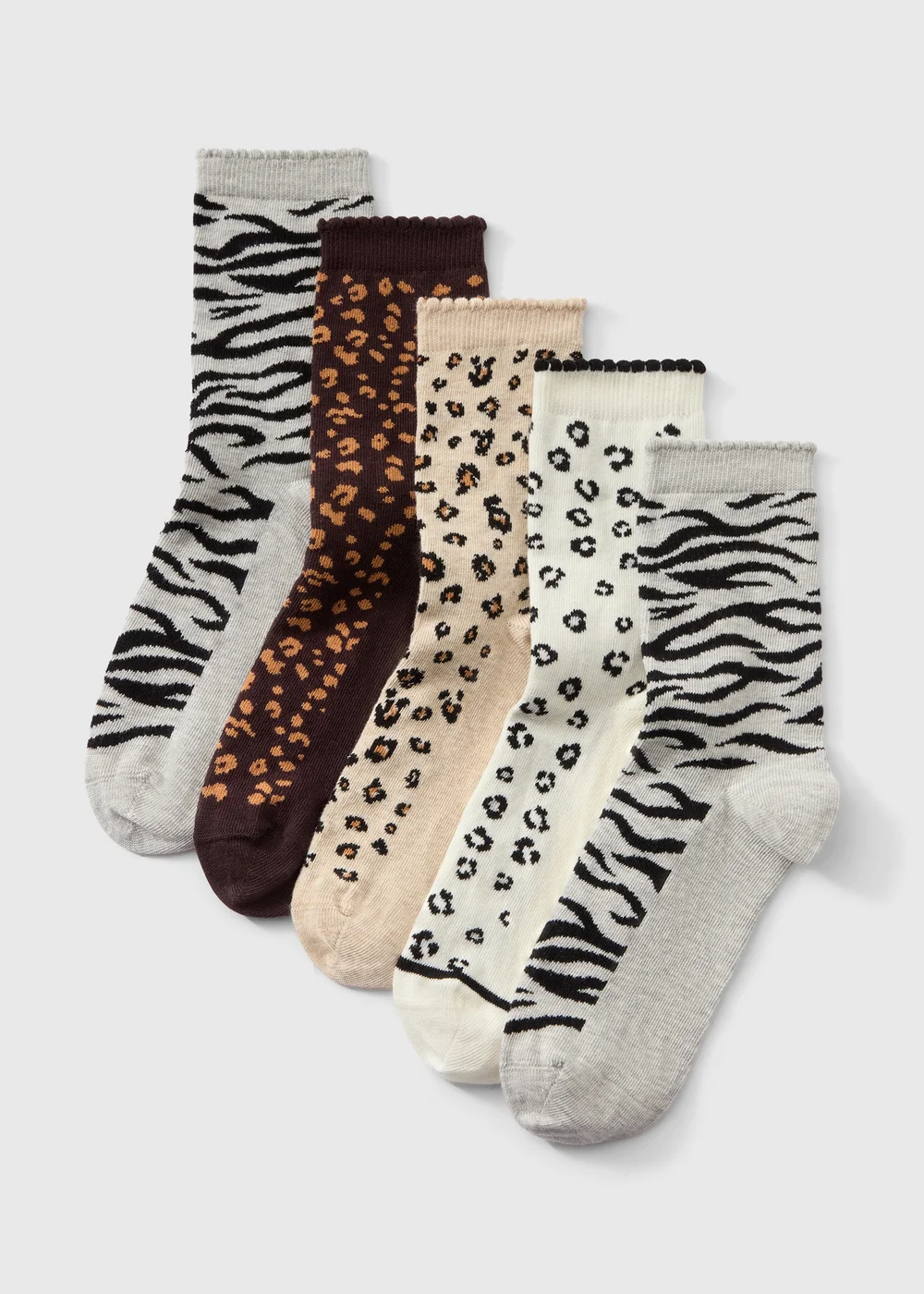 Animal Print Socks 5 Pack - One Size Image 1
