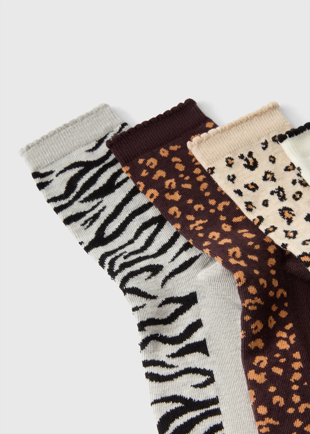 Animal Print Socks 5 Pack - One Size Image 2