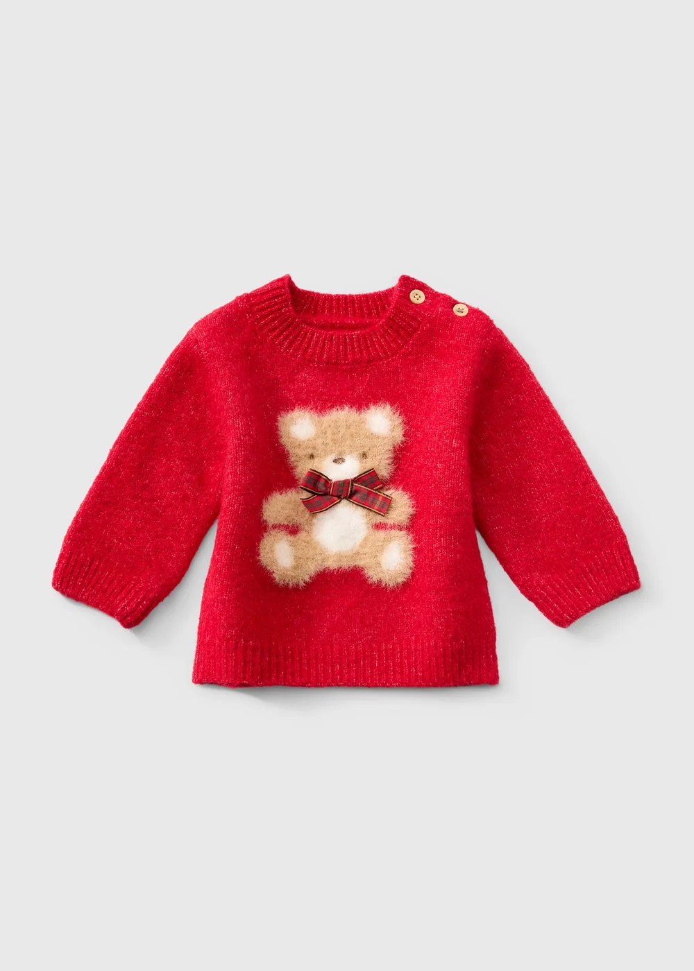 Baby Red Bear Christmas Jumper (0-23mths) - Up to 1 Month Image 1