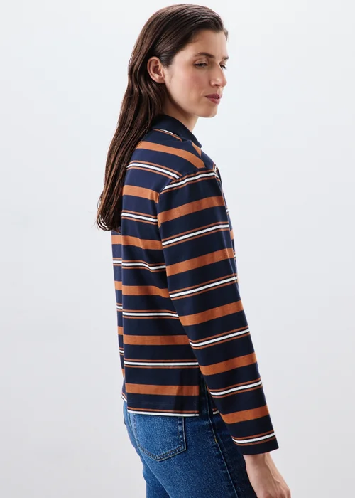 Navy Striped Henley Rugby Shirt - XS Image 2
