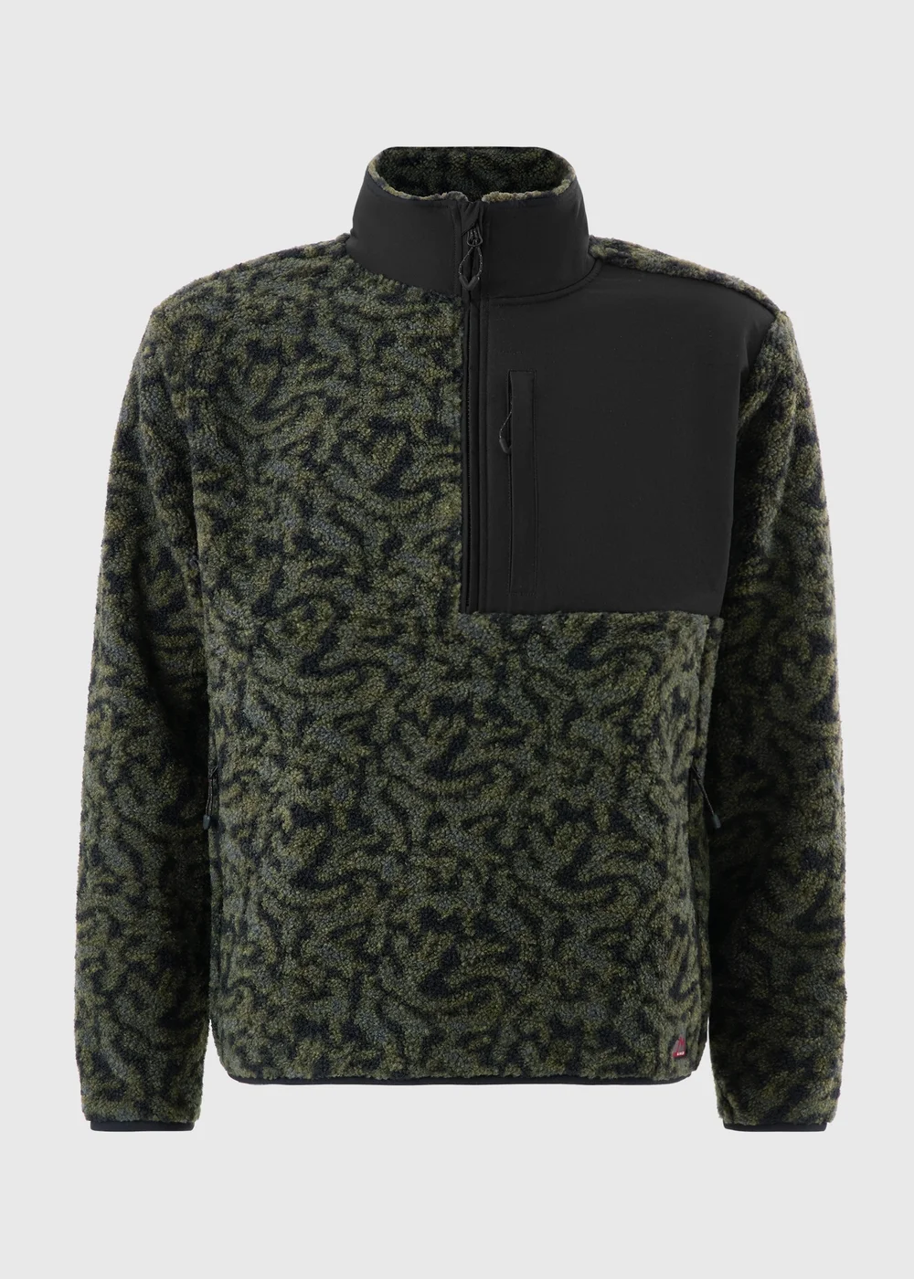 Khaki Print Half Zip Fleece - S Image 5