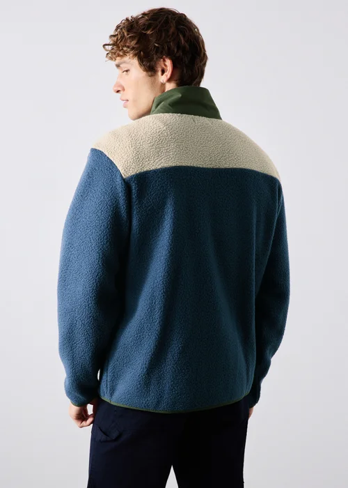 Blue Colour Block Half Zip Fleece - S Image 3
