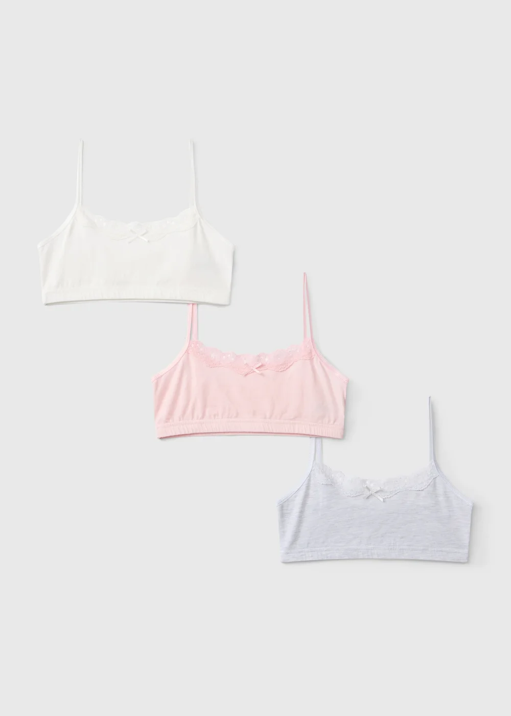 3 Pack Girls Pink Lace Crop Tops (6-14 Yrs) - 6-7 Yrs Image 1