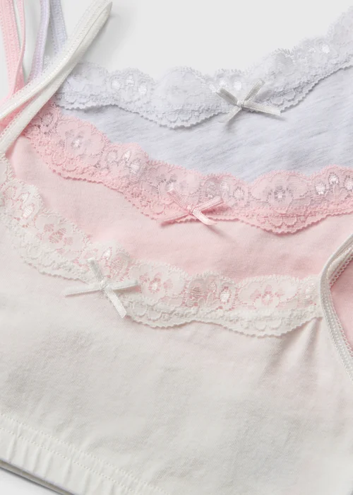 3 Pack Girls Pink Lace Crop Tops (6-14 Yrs) - 6-7 Yrs Image 2