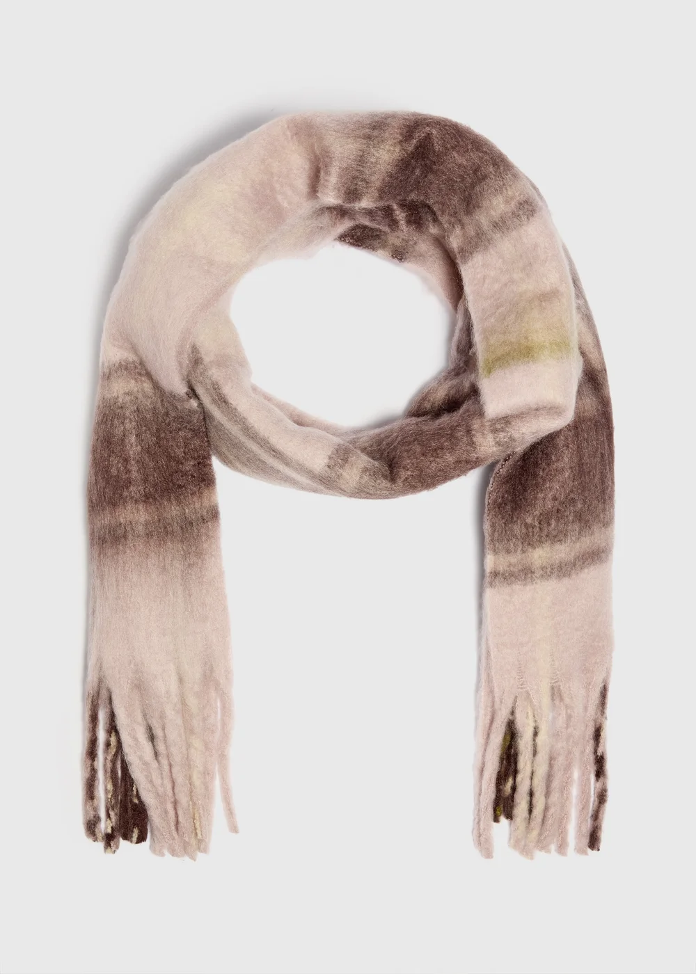 Pink Brushed Check Scarf - One Size Image 1
