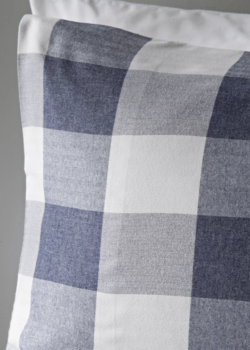 Blue Checked Woven Duvet Set - Super king Image 2