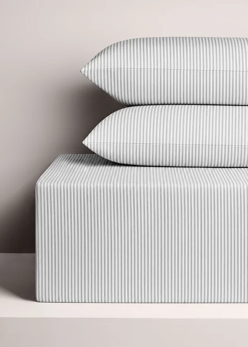Grey Striped Cotton Sheet Bundle - Single Image 1