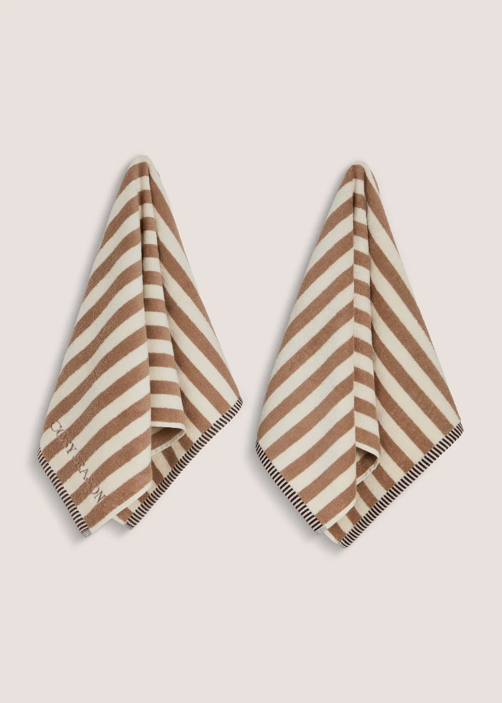 2 Pack Brown Stripe Hand Towel - Hand Towel Image 1