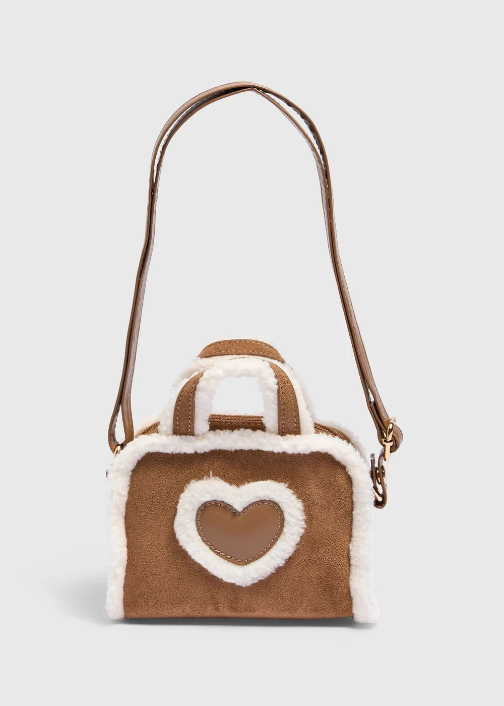 Girls Tan Heart Cross Body Bag - One Size Image 1