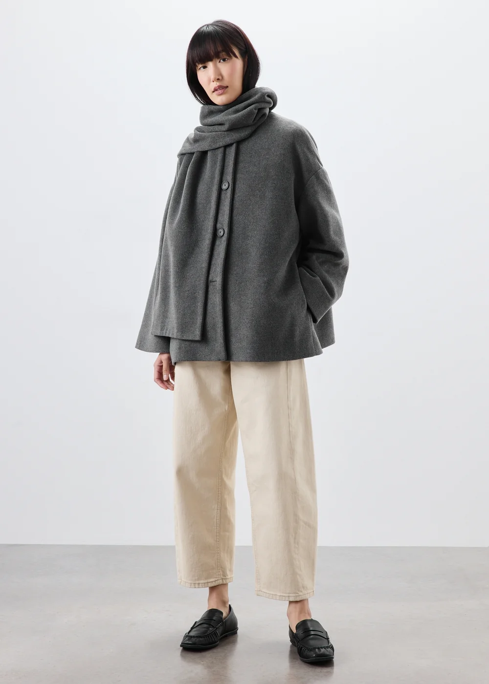 Grey Scarf Coat - S Image 5