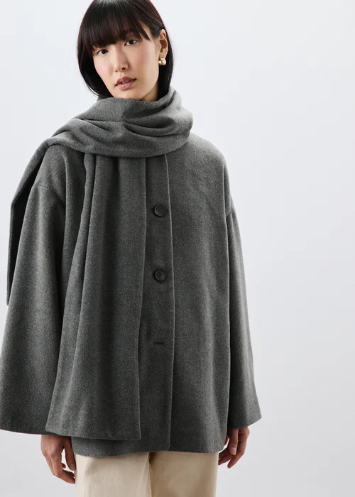 Grey Scarf Coat - S Image 1