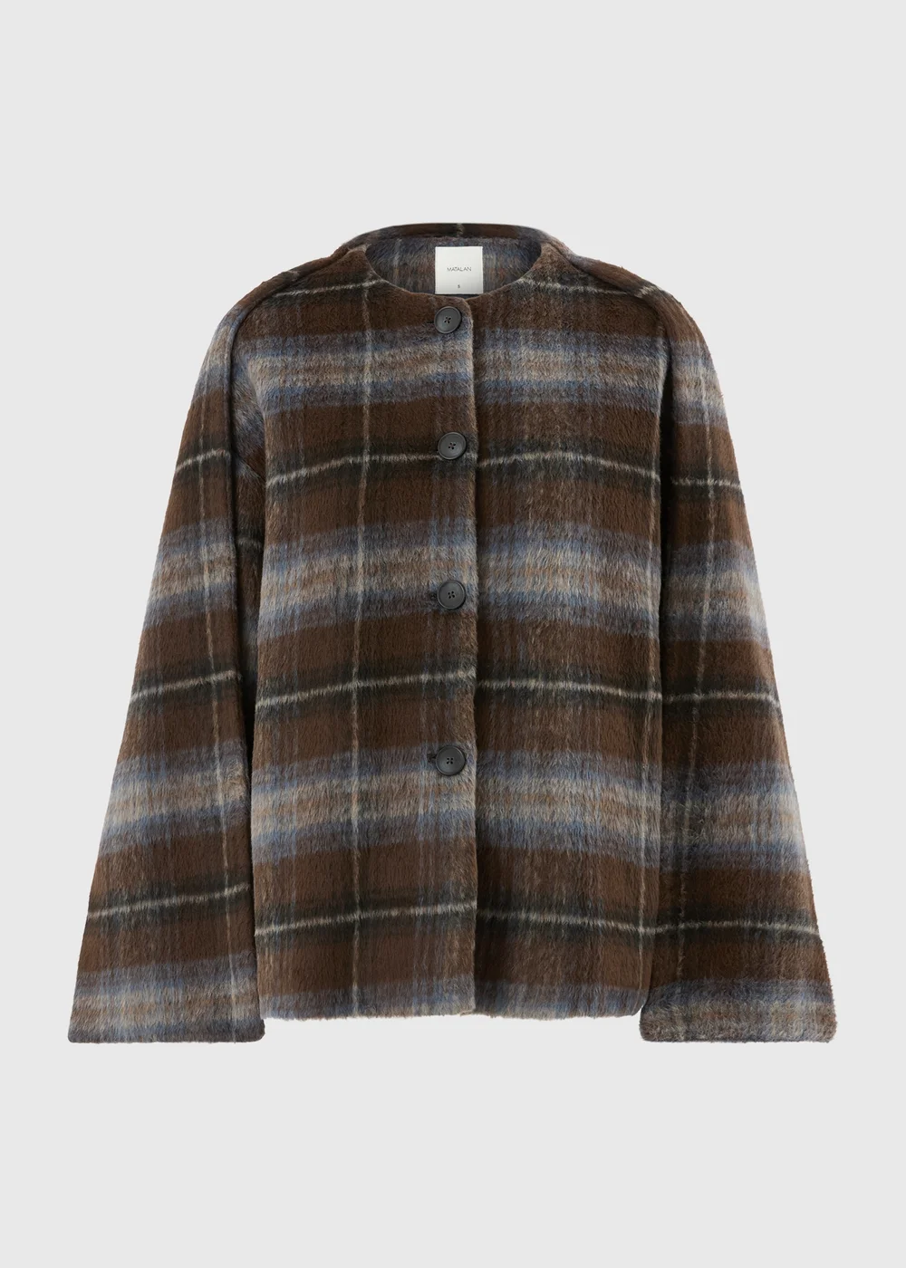 Brown Checked Scarf Coat - S Image 5