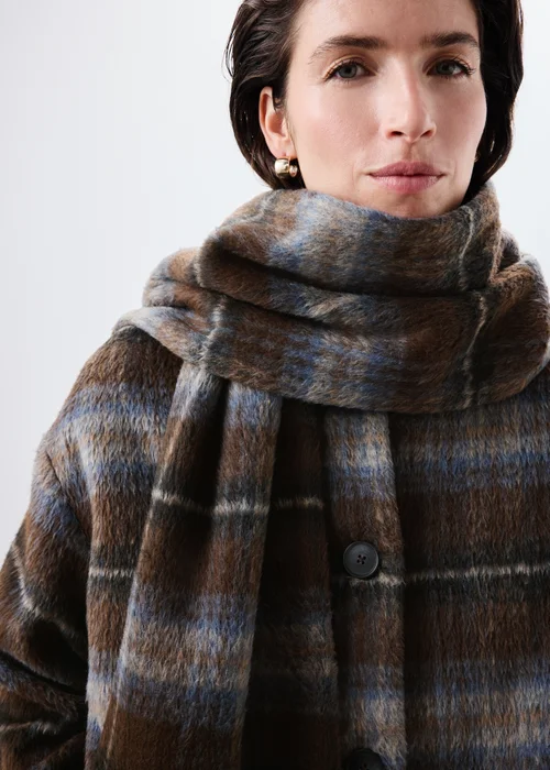 Brown Checked Scarf Coat - S Image 4
