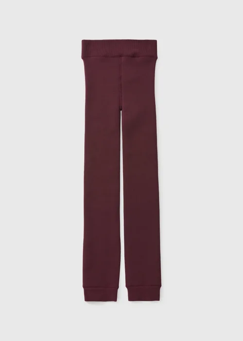 Girls Burgundy Push Lined Leggings (8-13yrs) - 8-9 yrs Image 1