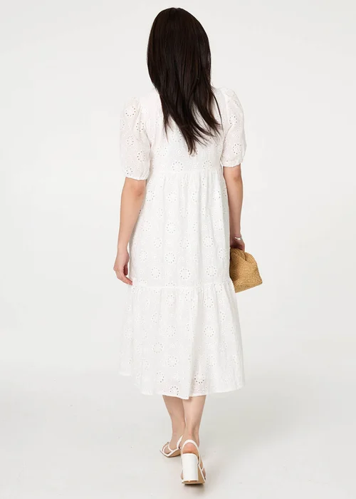 Izabel London White Broderie Anglaise Tiered Midi Dress - 8 Image 2