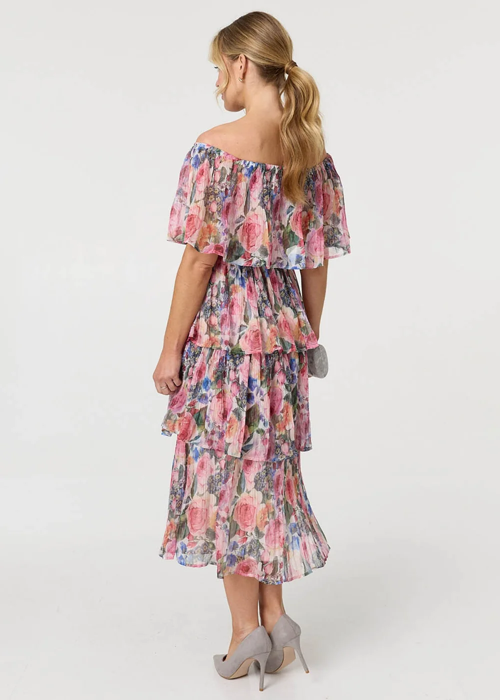 Izabel London Multi Pink Floral Layered Tiered Maxi Dress - 14 Image 2