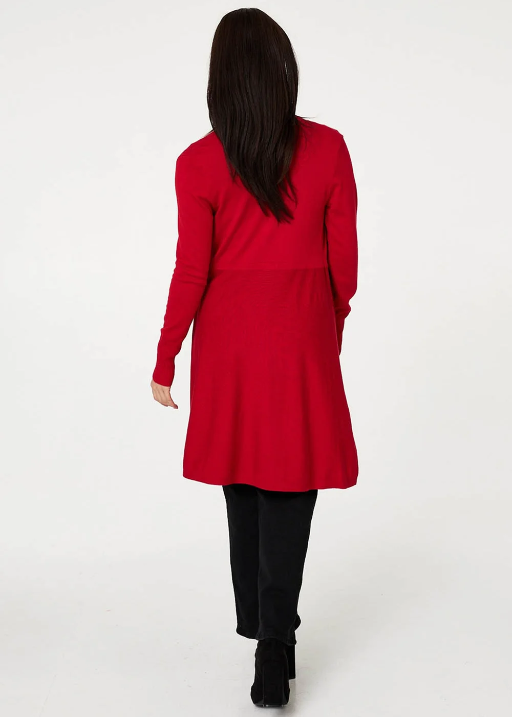 Izabel London Red Open Front Longline Relaxed Cardigan - 10 Image 2