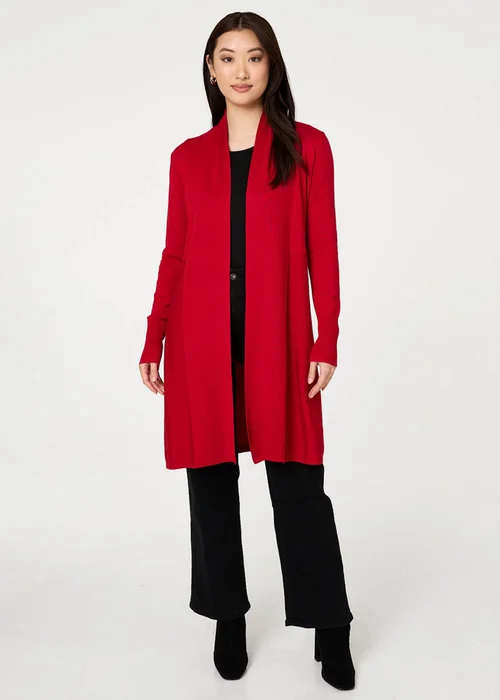 Izabel London Red Open Front Longline Relaxed Cardigan - 10 Image 4