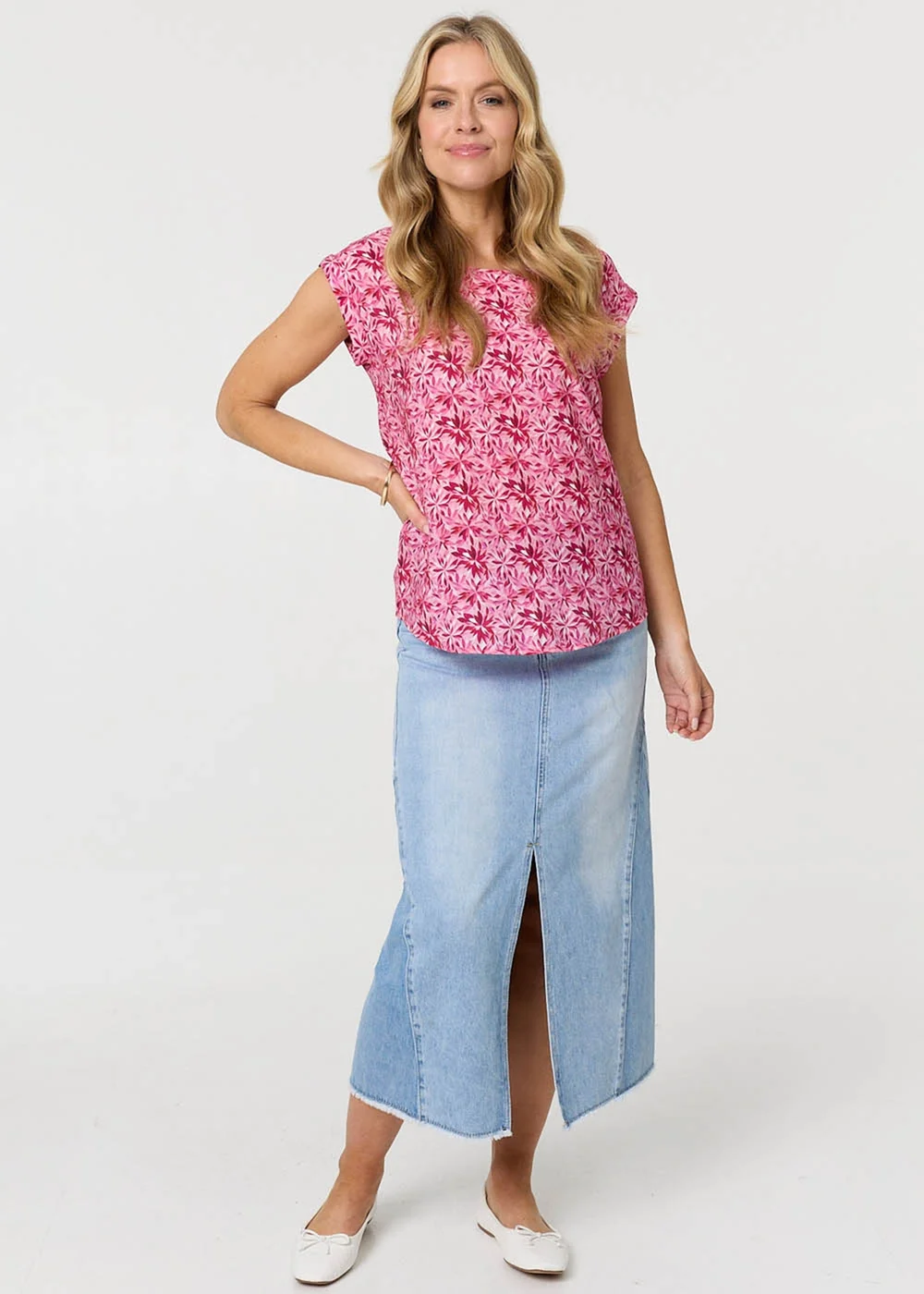 Izabel London Pink Floral Cap Sleeve Slim Top - 12 Image 4