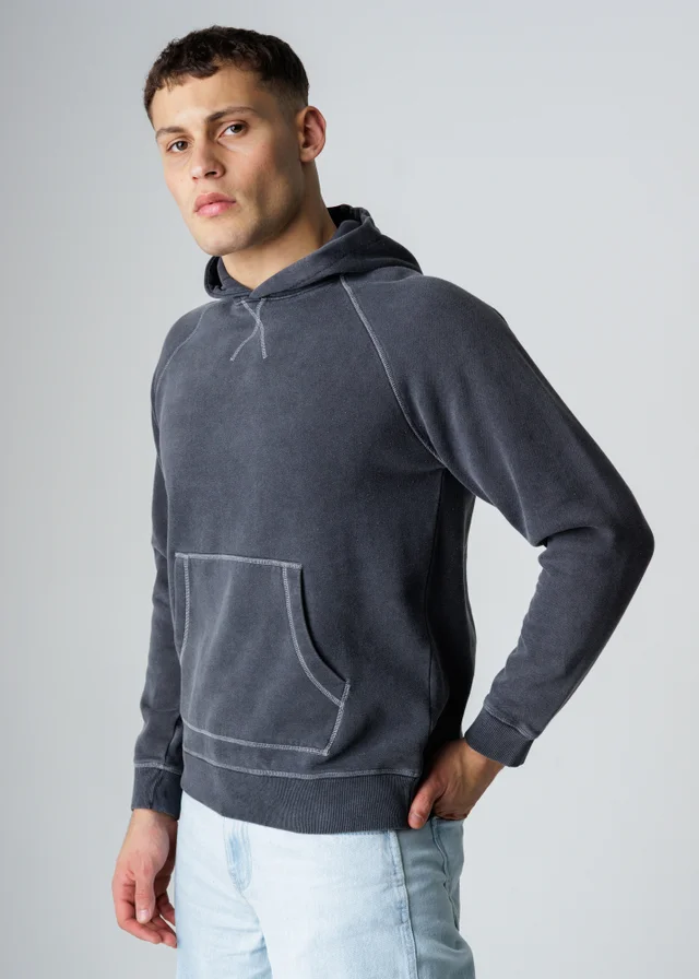 Influence Black Cotton Blend Acid Wash Hoody