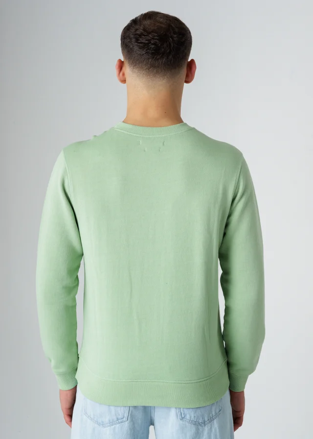 Influence Green Cotton Blend Crew Neck Acid Wash Seam Sweatshirt