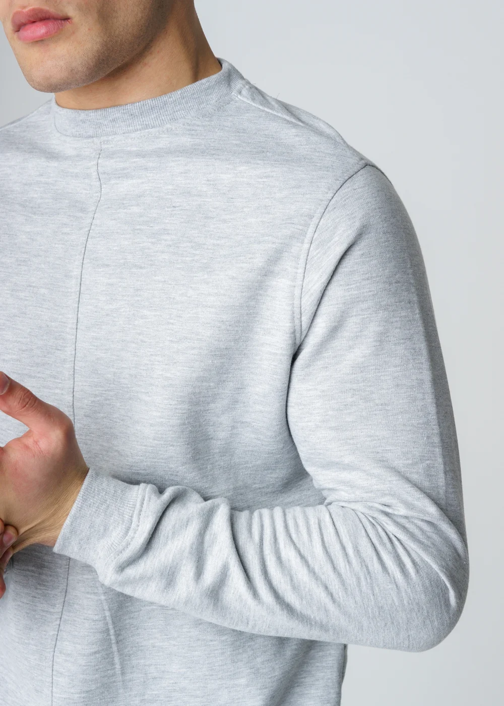 Influence Grey Cotton Blend Crew Neck Acid Wash Seam Sweatshirt - S Image 3