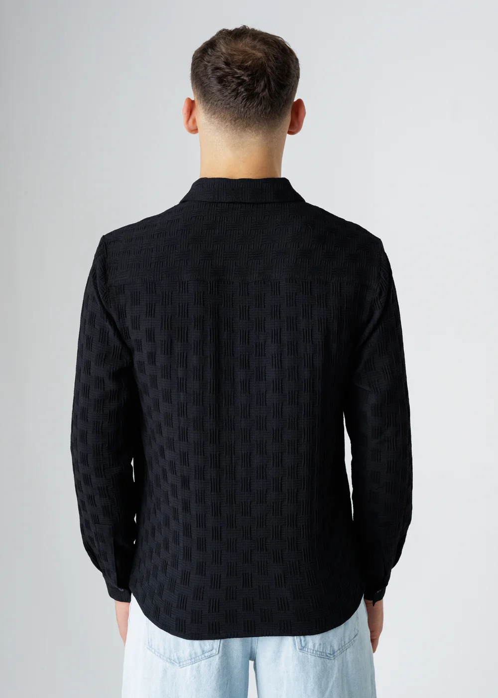 Influence Black Textured Long Sleeve Button Shirt - XL Image 2