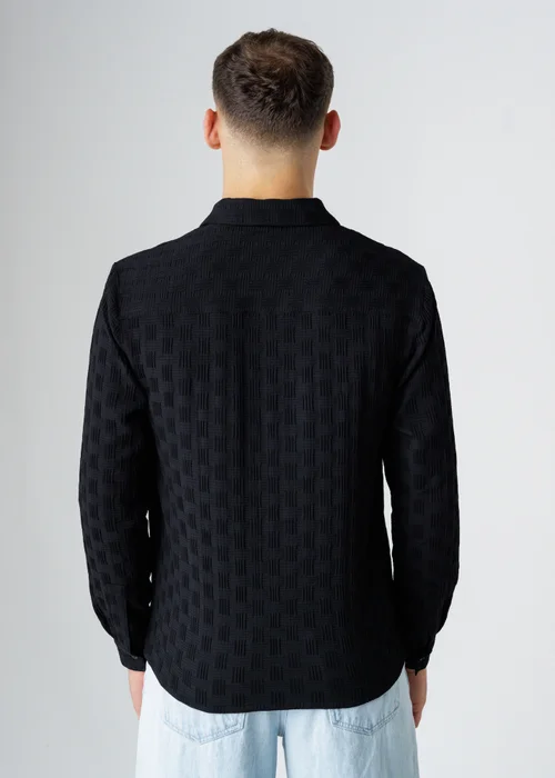 Influence Black Textured Long Sleeve Button Shirt - XL Image 2