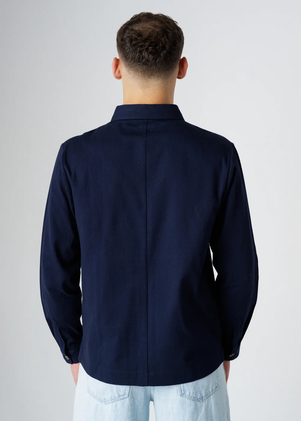 Influence Navy Cotton Utilitarian-Style Long Sleeve Button Overshirt - S Image 2
