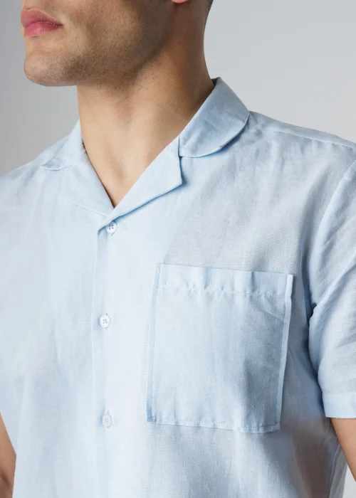 Influence Blue Relaxed Collar Chest Pocket Short Sleeve Shirt - S Image 3