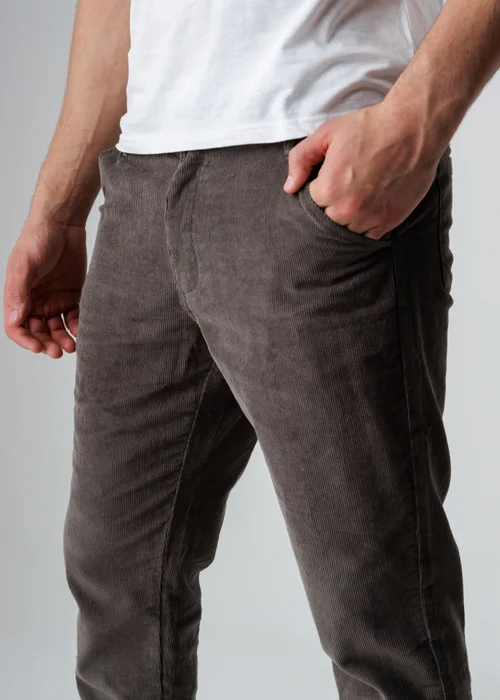 Influence Grey Cotton Cord Straight Leg Trousers - L Image 3