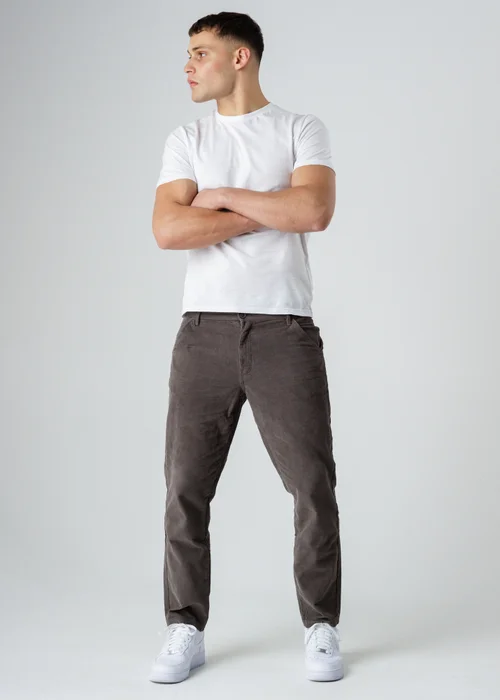 Influence Grey Cotton Cord Straight Leg Trousers - L Image 4