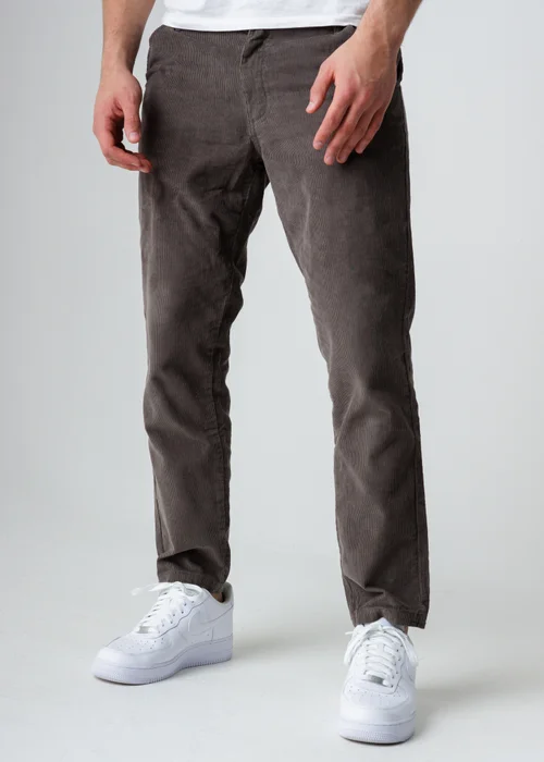 Influence Grey Cotton Cord Straight Leg Trousers - L Image 1
