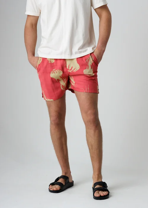 Influence Red Jellyfish Print Elasticated Shorts - XL Image 1