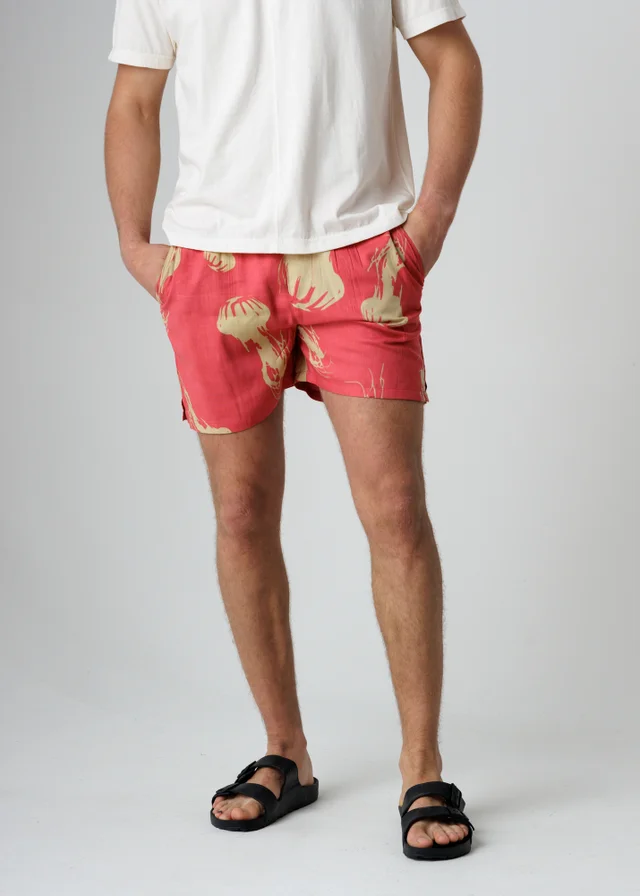 Influence Red Jellyfish Print Elasticated Shorts