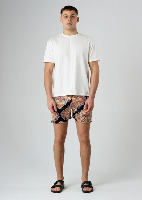 Influence Black Paisley Print Elasticated Shorts - L Image 4