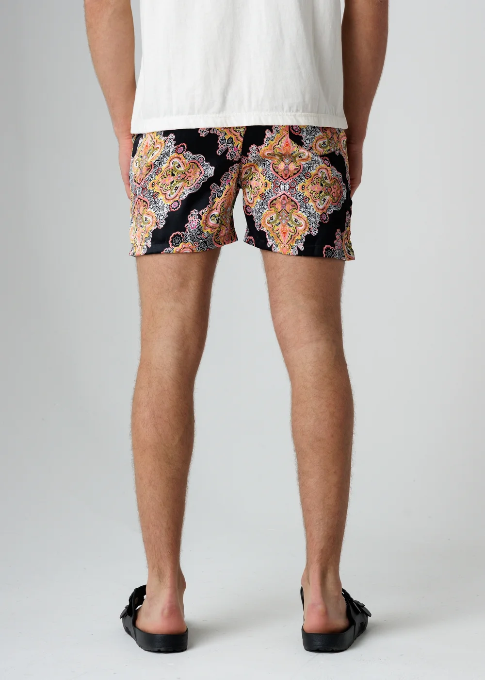 Influence Black Paisley Print Elasticated Shorts - L Image 2