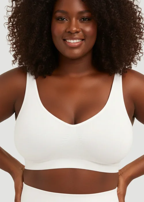 Conturve White Daily Comfort Throw-on Wirefree Bra - 5XL Image 1