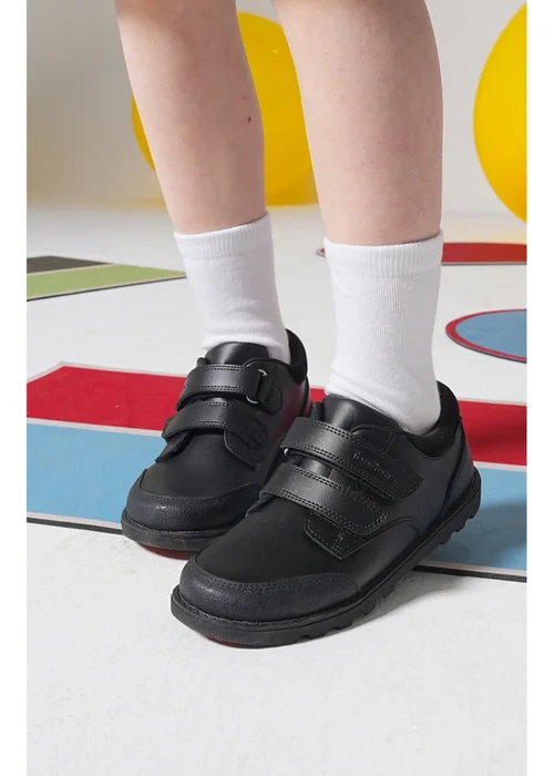 ToeZone Tracer Classic Double Rip Tape Black Leather School Shoes (Younger 8 - Older 1) - 11 Infants Image 2