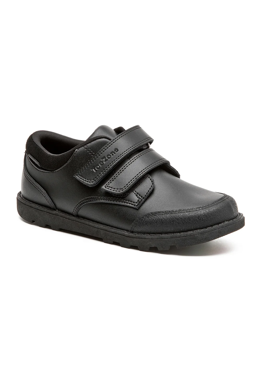 ToeZone Tracer Classic Double Rip Tape Black Leather School Shoes (Younger 8 - Older 1) - 11 Infants Image 3