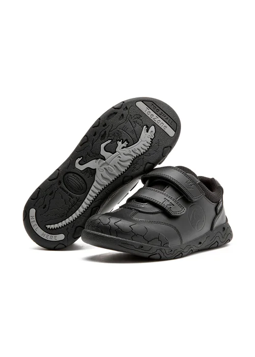ToeZone Caleb Rubber Rip Tape Black Dinosaur School Shoes (Younger 8 - Older 2) - 11 Infants Image 1