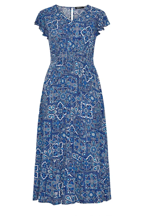 Yours Curve Blue Tile Print Maxi Dress - 14 Image 5