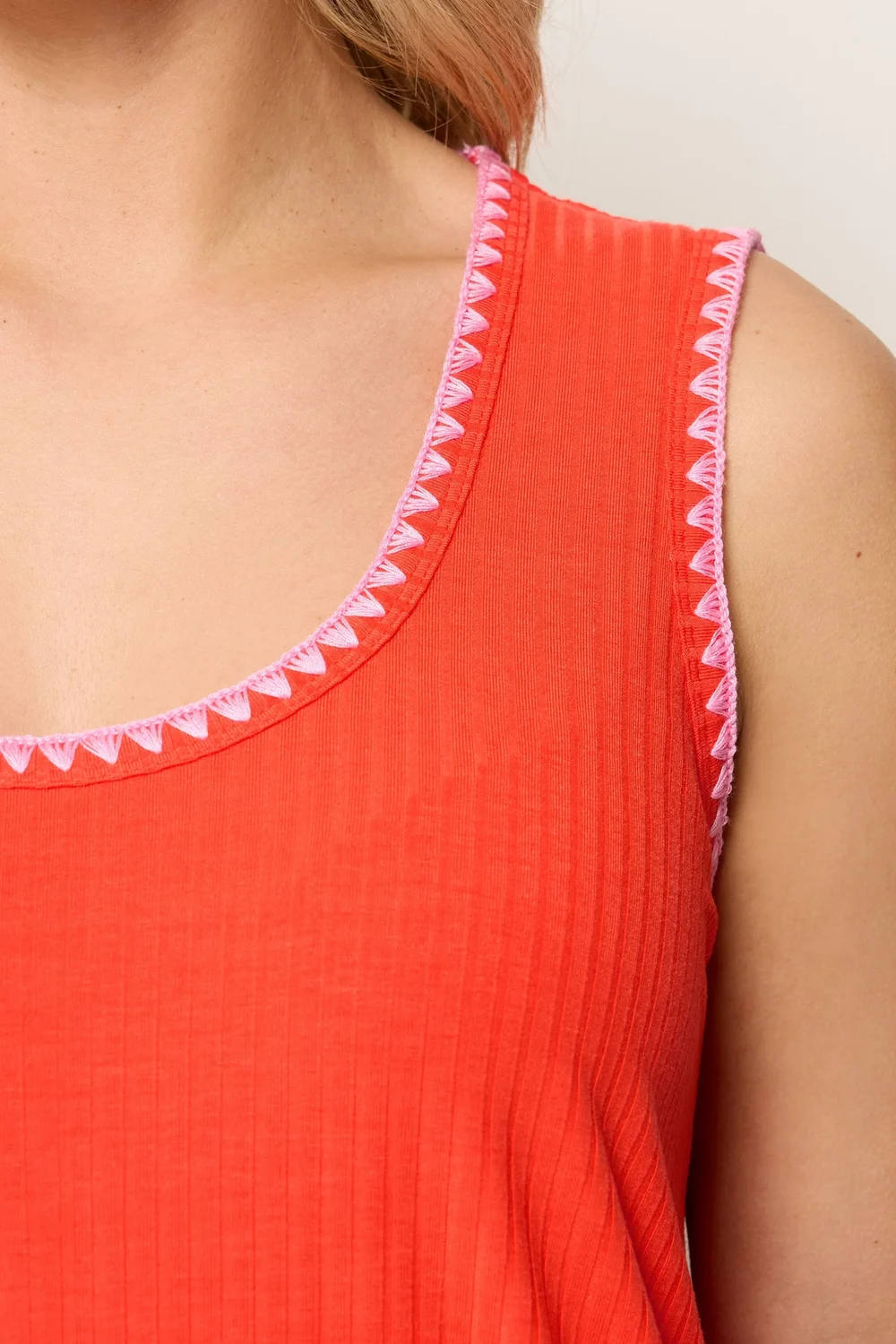 Yours Curve Orange Contrast Stitch Vest Top - 22-24 Image 4
