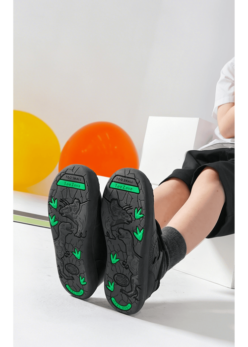 ToeZone Noah Black Rip Tape Dinosaur Character School Shoes (Younger 8 - Older 2) - 1 Image 4