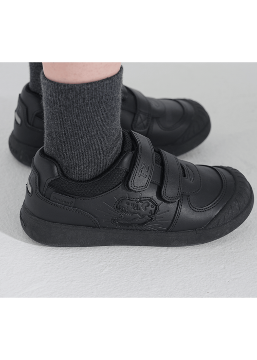 ToeZone Noah Black Rip Tape Dinosaur Character School Shoes (Younger 8 - Older 2) - 1 Image 2
