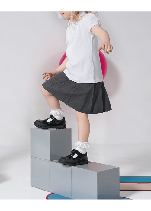 ToeZone Ava Black Patent Leather Bumper Rip Tape School Shoes (Younger 8 - Older 2) - 11 Infants Image 5
