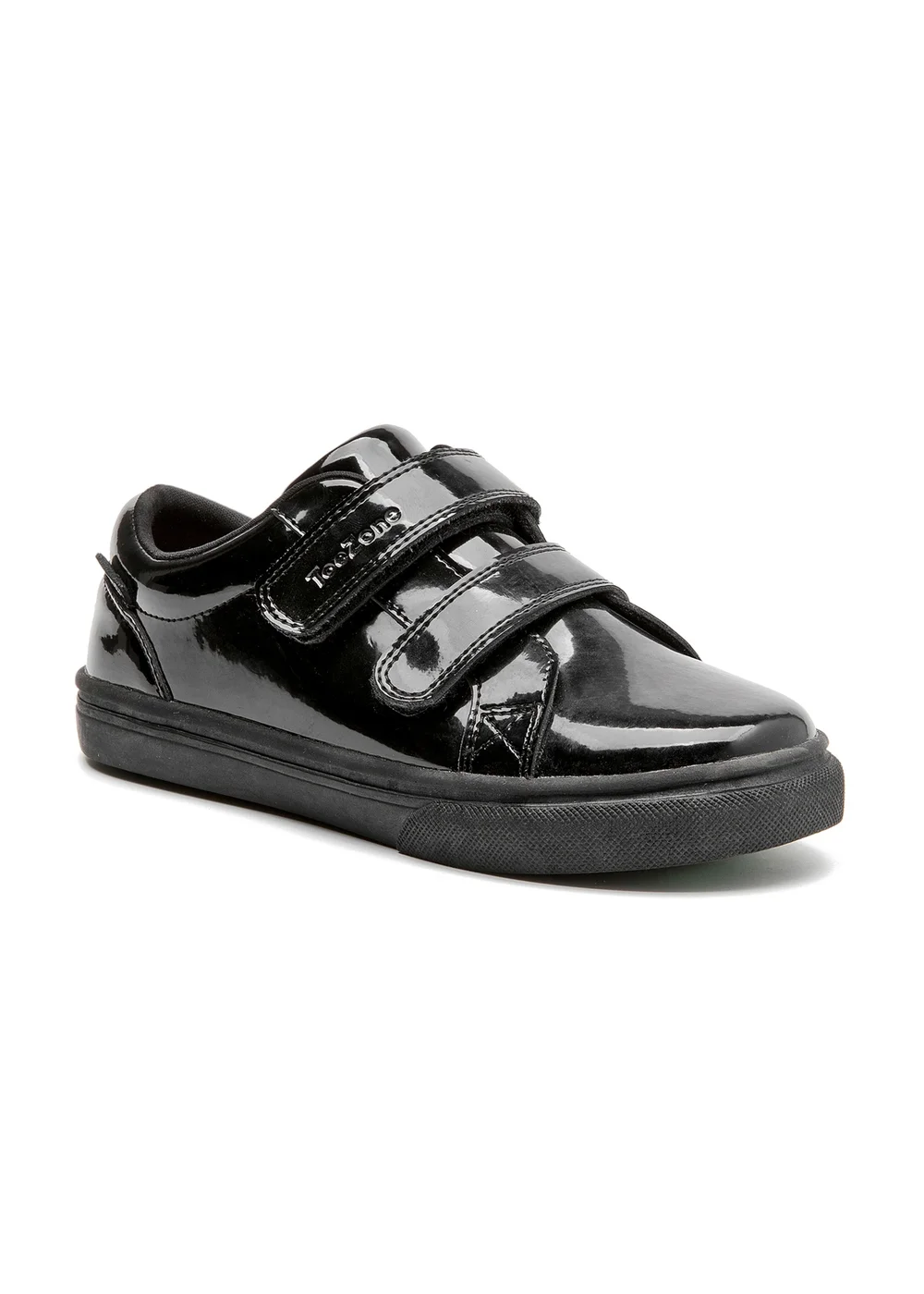 ToeZone Harper Patent Leather Black Double Rip Tape School Shoes (Younger 8 - Older 2) - 2 Image 3
