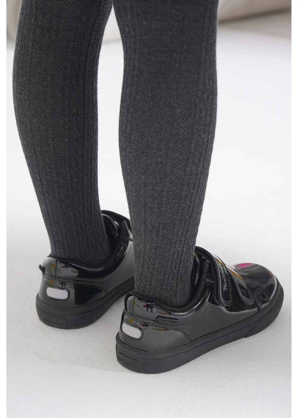 ToeZone Harper Patent Leather Black Double Rip Tape School Shoes (Younger 8 - Older 2) - 2 Image 6