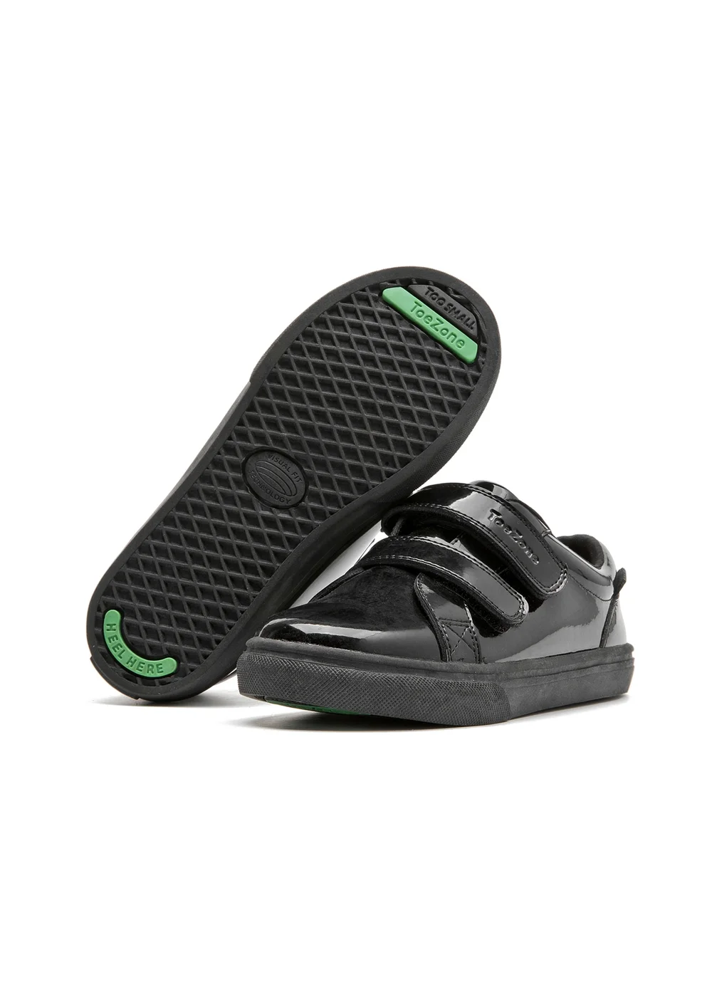 ToeZone Harper Patent Leather Black Double Rip Tape School Shoes (Younger 8 - Older 2) - 2 Image 1